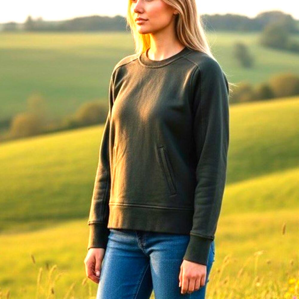 LULULEMON Sweatshirt Womens 4 Forrest Green Cozy Grunge Gym Pockets Press Pause